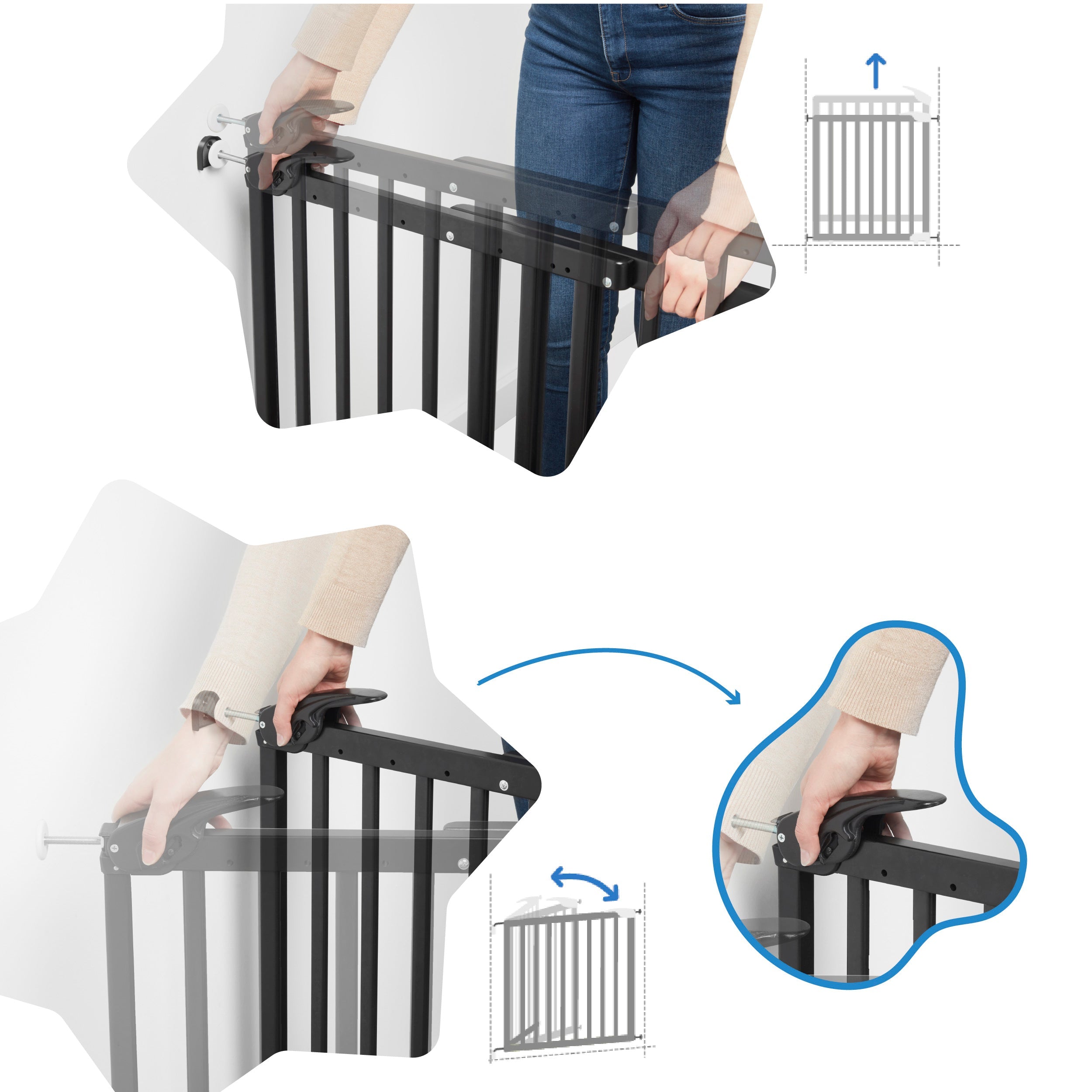 Barrière d'escalier Premium 0 cm, barrière de protection de porte  extensible pour